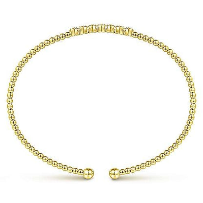 Gabriel & Co Bujukan Bead Cuff Bracelet with Cluster Diamond Stations - Diamond Bracelets
