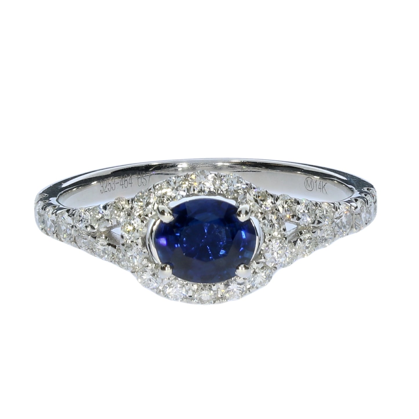 White Gold Blue Sapphire And Diamond Ring