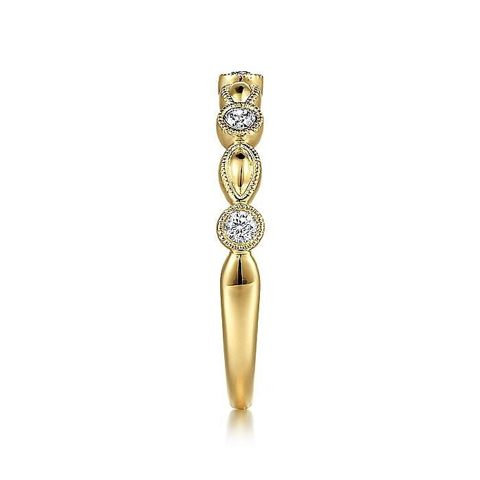 Gabriel & Co. Yellow Gold Diamond Marquise Shaped Stackable Ring