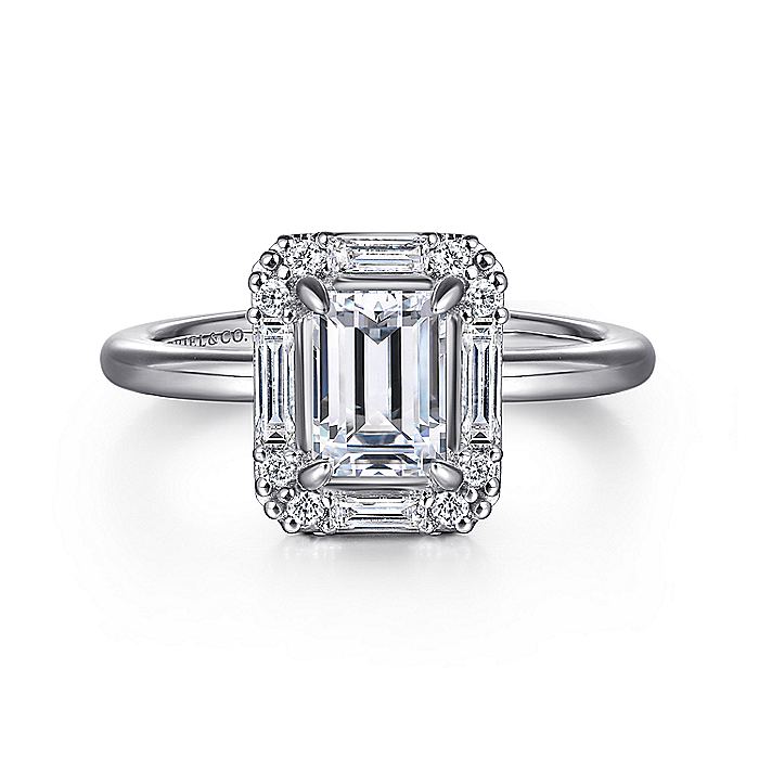 Gabriel & Co White Gold Deco Semi-Mount Engagement Ring