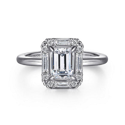 Gabriel & Co White Gold Deco Semi-Mount Engagement Ring