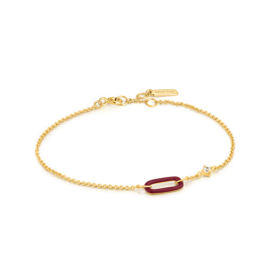 Ania Haie Claret Red Enamel Link Bracelet