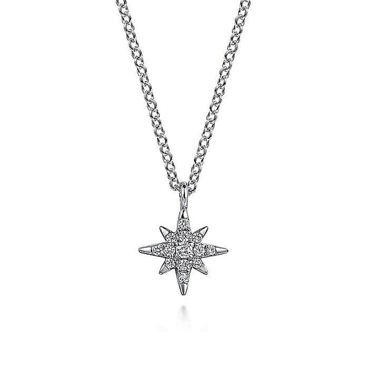 Gabriel & Co. White Gold Diamond Starburst Pendant