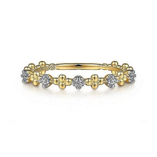 Gabriel & Co.Yellow Gold Diamond and Bujukan Bead Station Ring