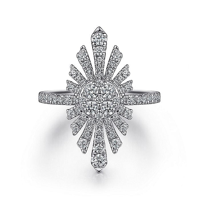 Gabriel & Co White Gold Diamond Starburst Ring