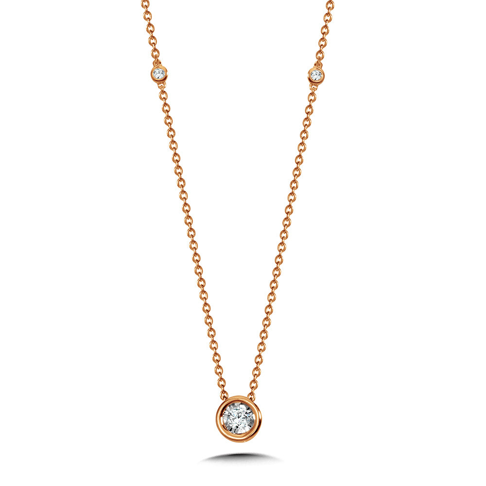 Rose Gold Diamond Station Necklace