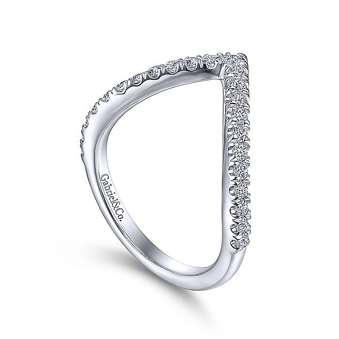 Gabriel & Co White Gold V Curved Diamond Band - Diamond Wedding Bands - Women's