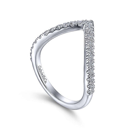 Gabriel & Co White Gold V Curved Diamond Band - Diamond Wedding Bands - Women's