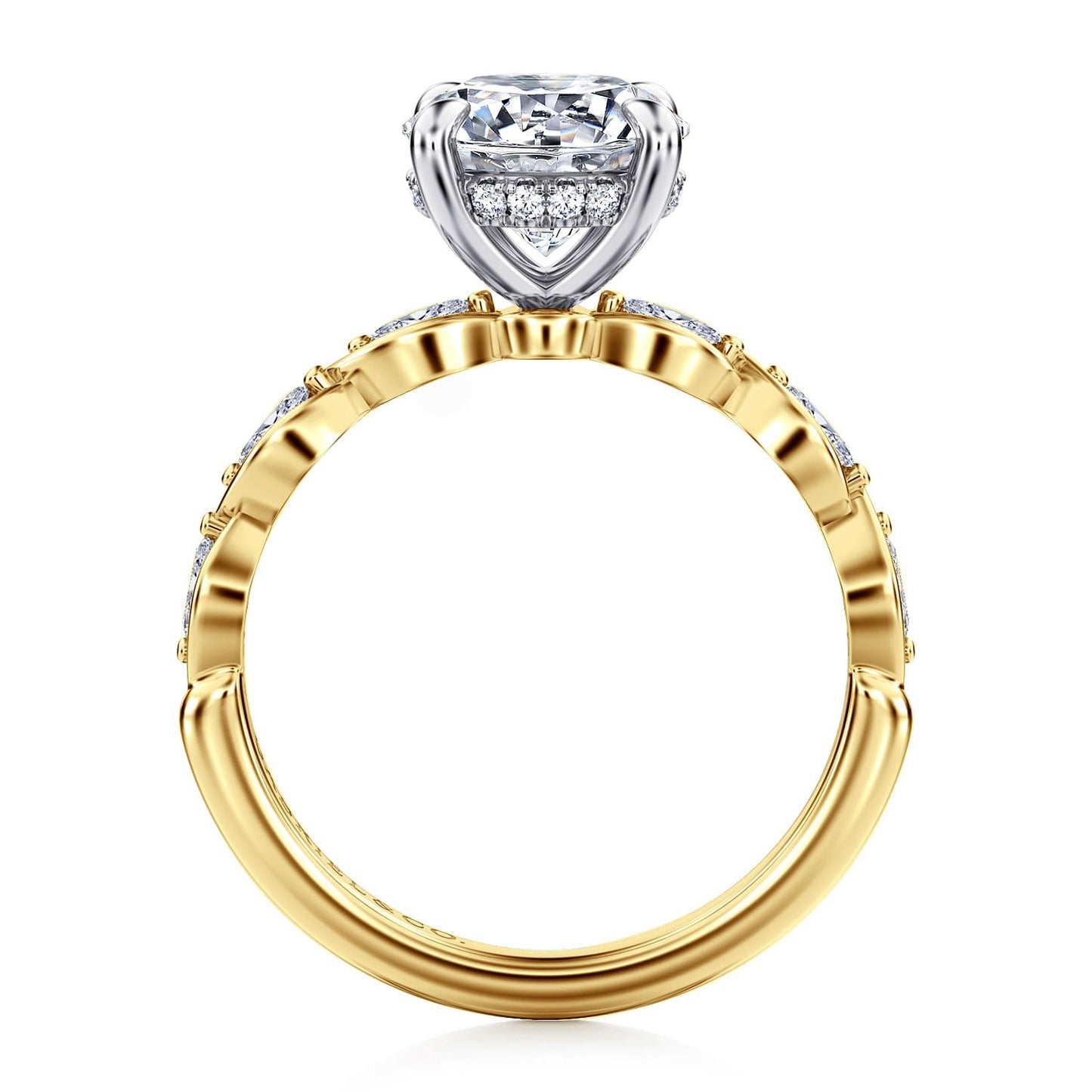 Gabriel & Co. 14 Karat Yellow and White Gold Round Semi-Mount Engagement Ring - Diamond Semi-Mount Rings