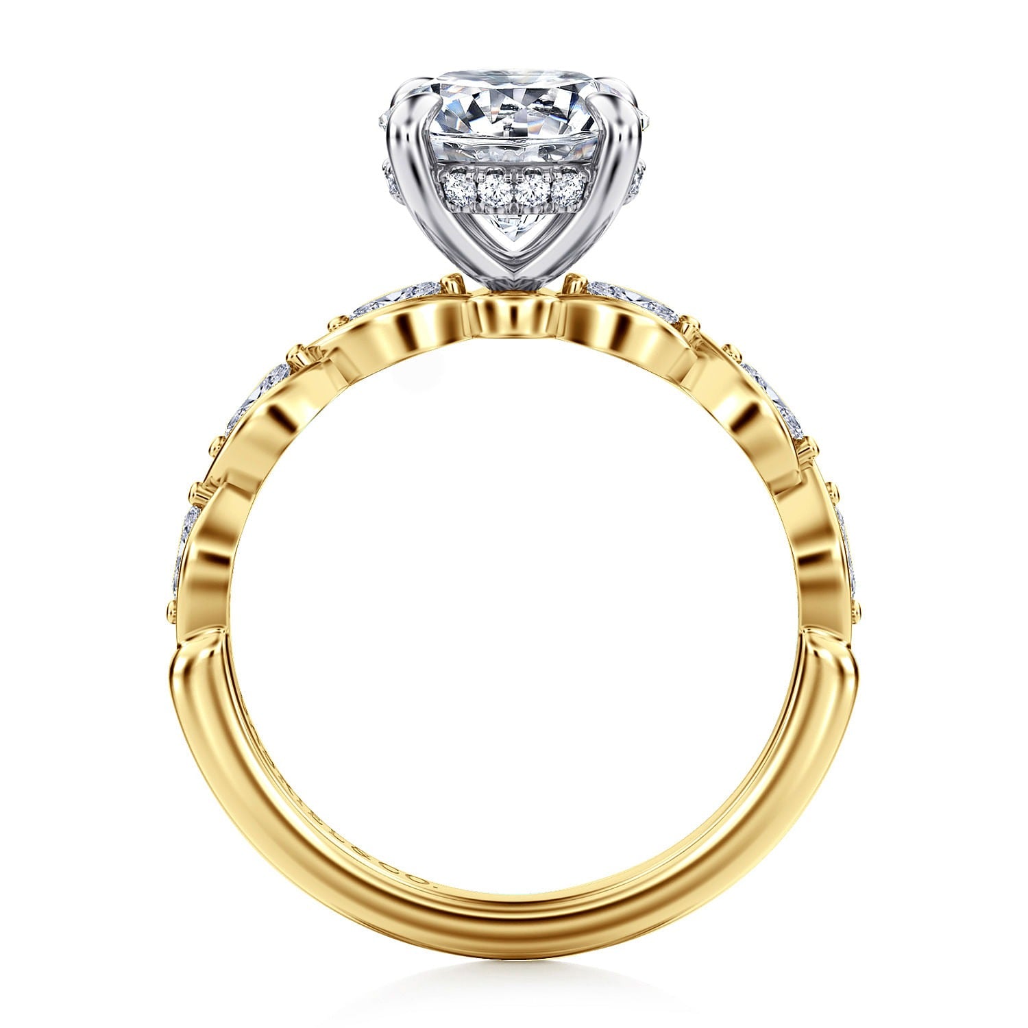 Gabriel & Co. 14 Karat Yellow and White Gold Round Semi-Mount Engagement Ring - Diamond Semi-Mount Rings