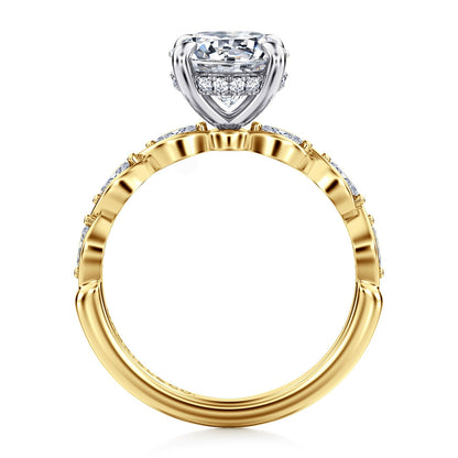 Gabriel & Co. 14 Karat Yellow and White Gold Round Semi-Mount Engagement Ring - Diamond Semi-Mount Rings