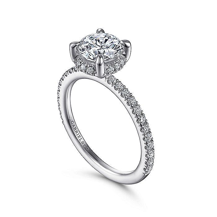 Gabriel & Co. 14 Karat White Gold Round Semi-Mount Engagement Ring - Diamond Semi-Mount Rings