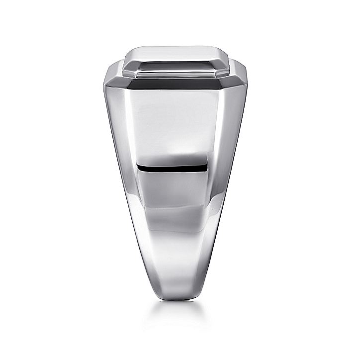 Gabriel & Co. Sterling Silver Wide Faceted Signet Ring - Gents Silver Ring