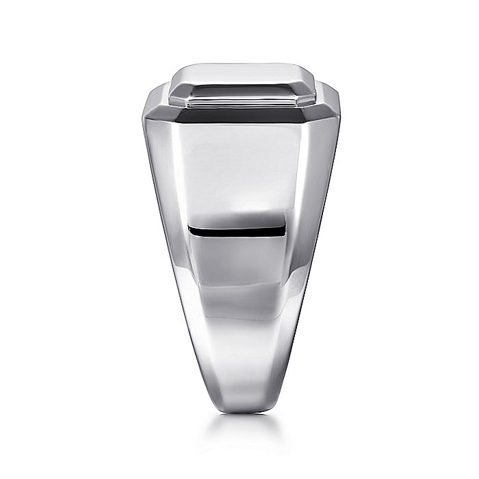 Gabriel & Co. Sterling Silver Wide Faceted Signet Ring
