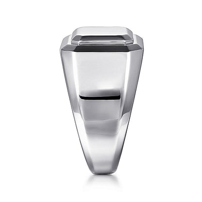 Gabriel & Co. Sterling Silver Wide Faceted Signet Ring