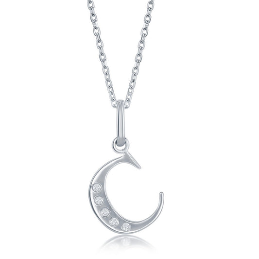 Sterling Silver Diamond C Necklace