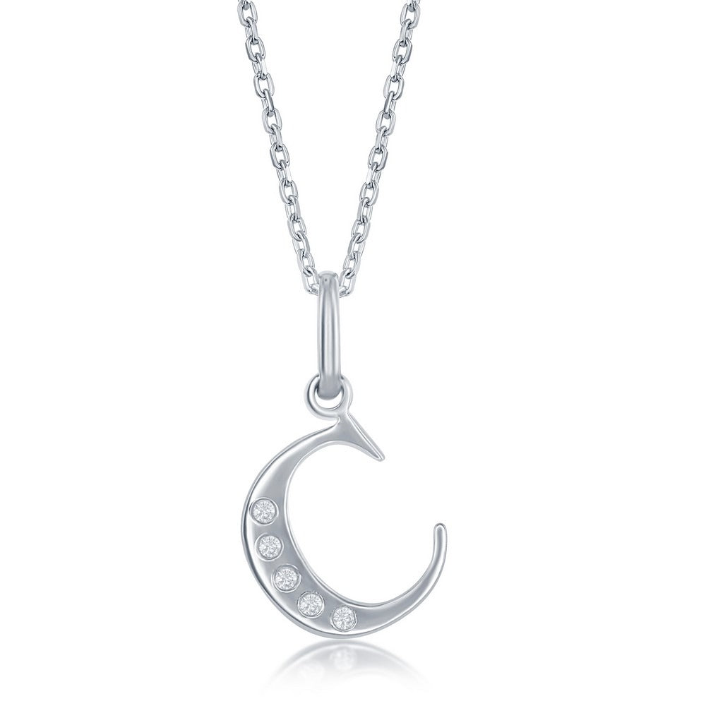 Sterling Silver Diamond C Necklace