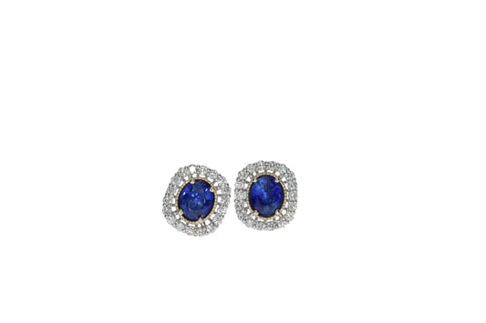 Sapphire and Diamond Earrings - Colored Stone Earrings