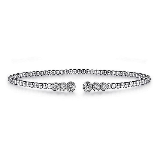 Gabriel & Co. 14 Karat White Gold Diamond Split Bujukan Bangle Bracelet