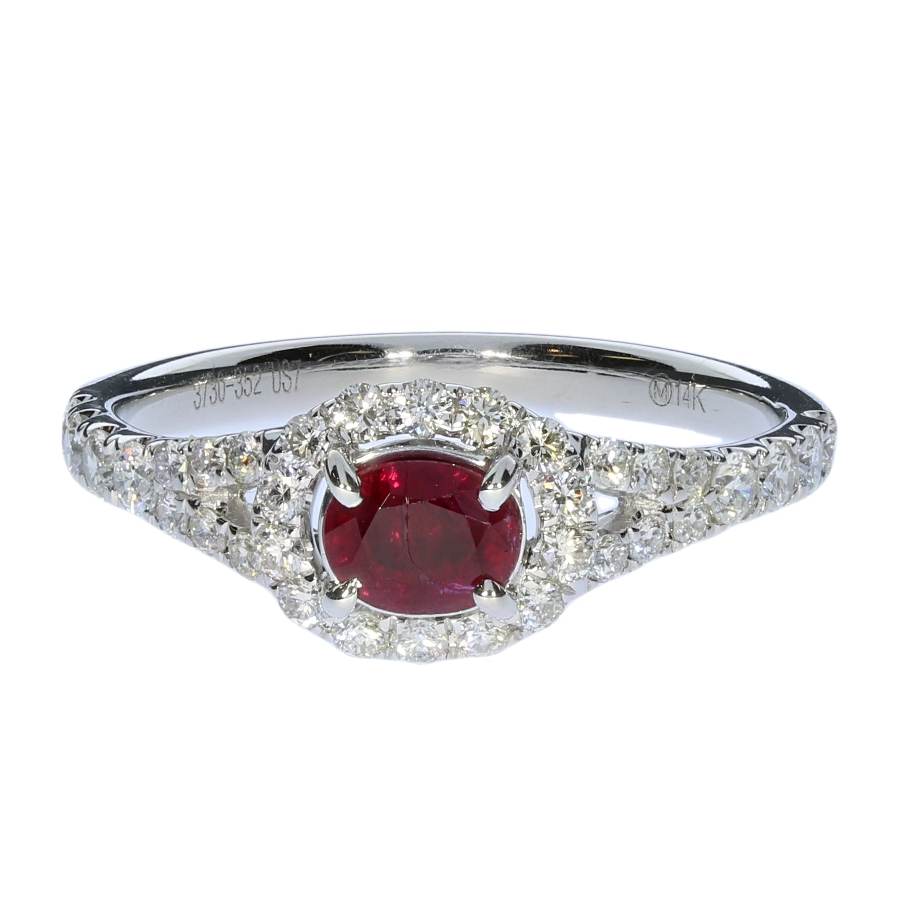 White Gold Ruby And Diamond Ring - Colored Stone Rings - Women's