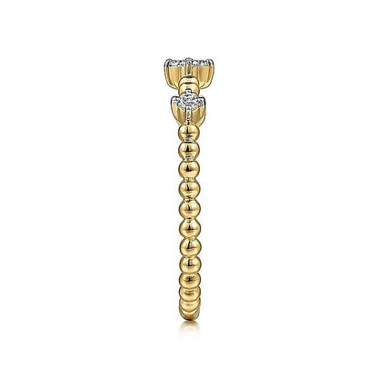 Gabriel & Co. 14 Karat Yellow Gold Diamond Station Bujukan Ring