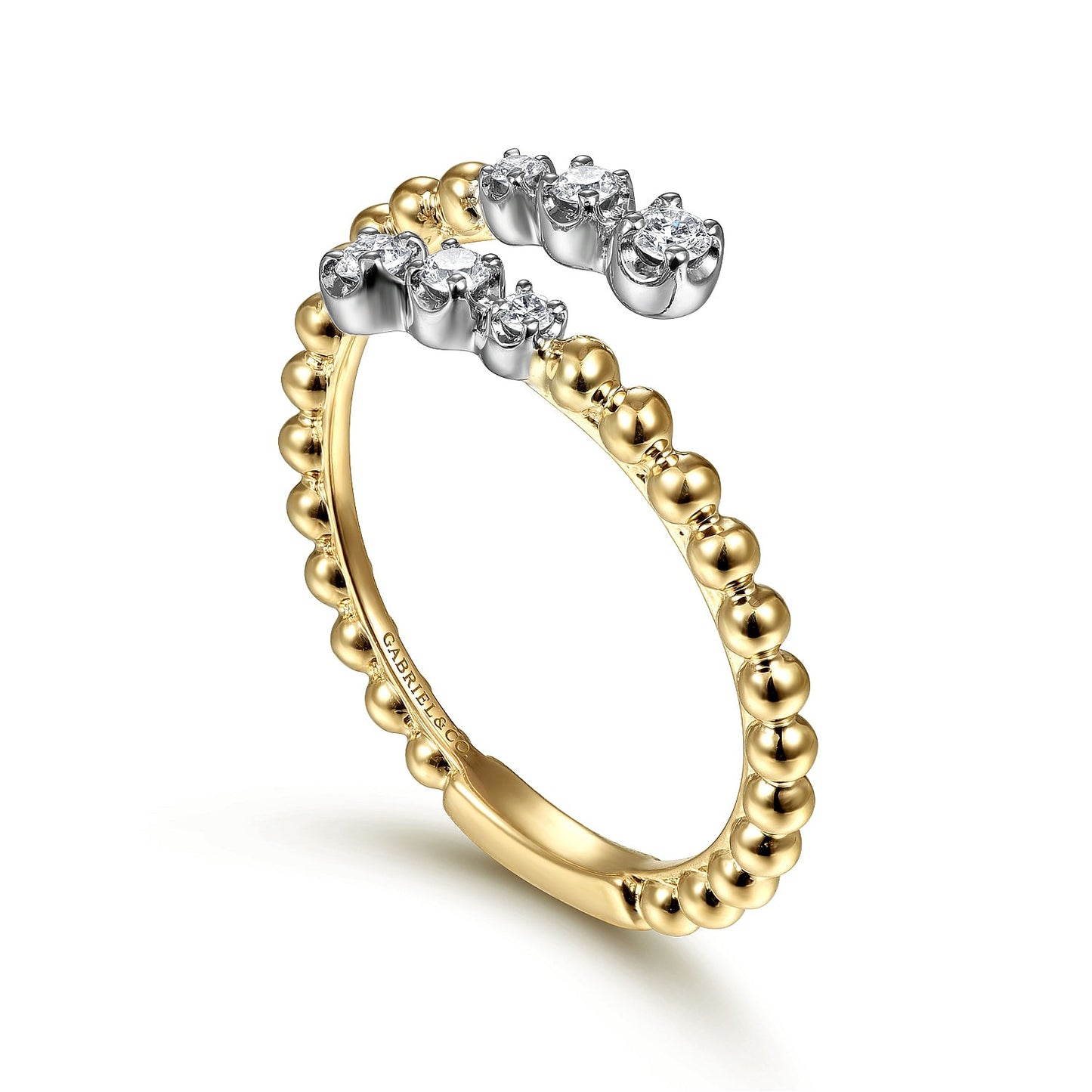 Gabriel & Co. Yellow and White Gold Diamond Bypass Ring