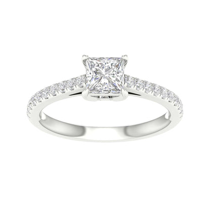 White Gold Princess Cut Laboratory Grown Diamond Engagement Ring