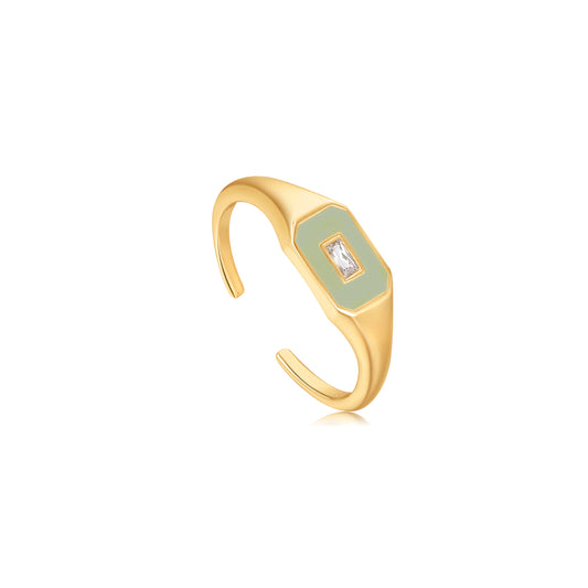 Ania Haie Sage Enamel Emblem Adjustable Ring - Ladies Silver Rings