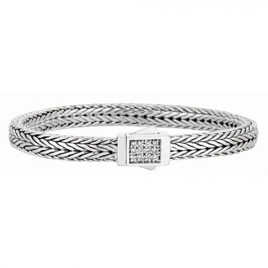 Phillip Gavriel Sterling Silver Woven White Sapphire Bracelet