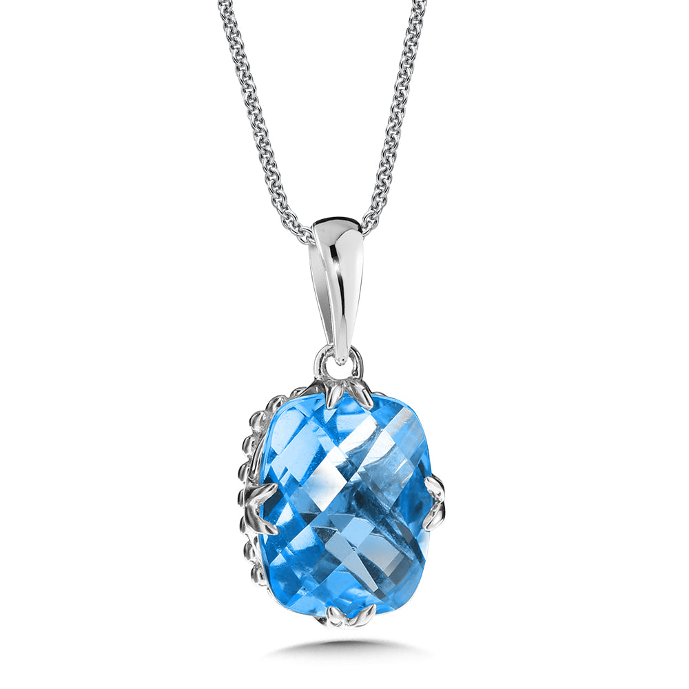 Colore|SG Sterling Silver Blue Topaz Necklace - Colored Stone Necklace