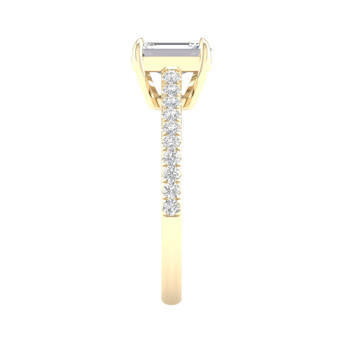 Yellow Gold Laboratory Grown Emerald Cut Engagement Ring
