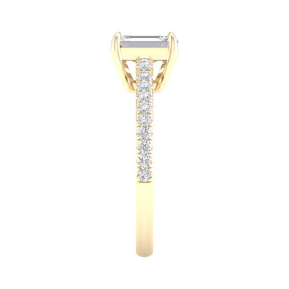Yellow Gold Laboratory Grown Emerald Cut Engagement Ring