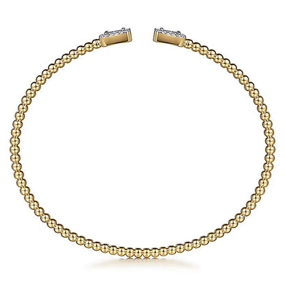 Gabriel & Co. 14 Karat Yellow Gold Bujukan Open Cuff Bracelet - Diamond Bracelets