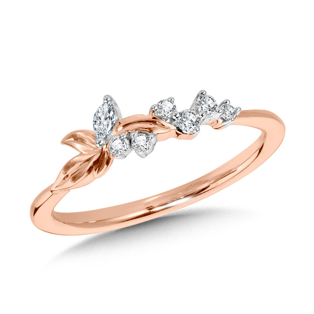 10 Karat Rose Gold Scattered Diamond Band - Diamond Fashion Rings - Women's