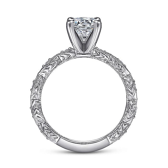 Gabriel & Co White Gold Vintage Inspired Semi-Mount Engagement Ring - Diamond Semi-Mount Rings