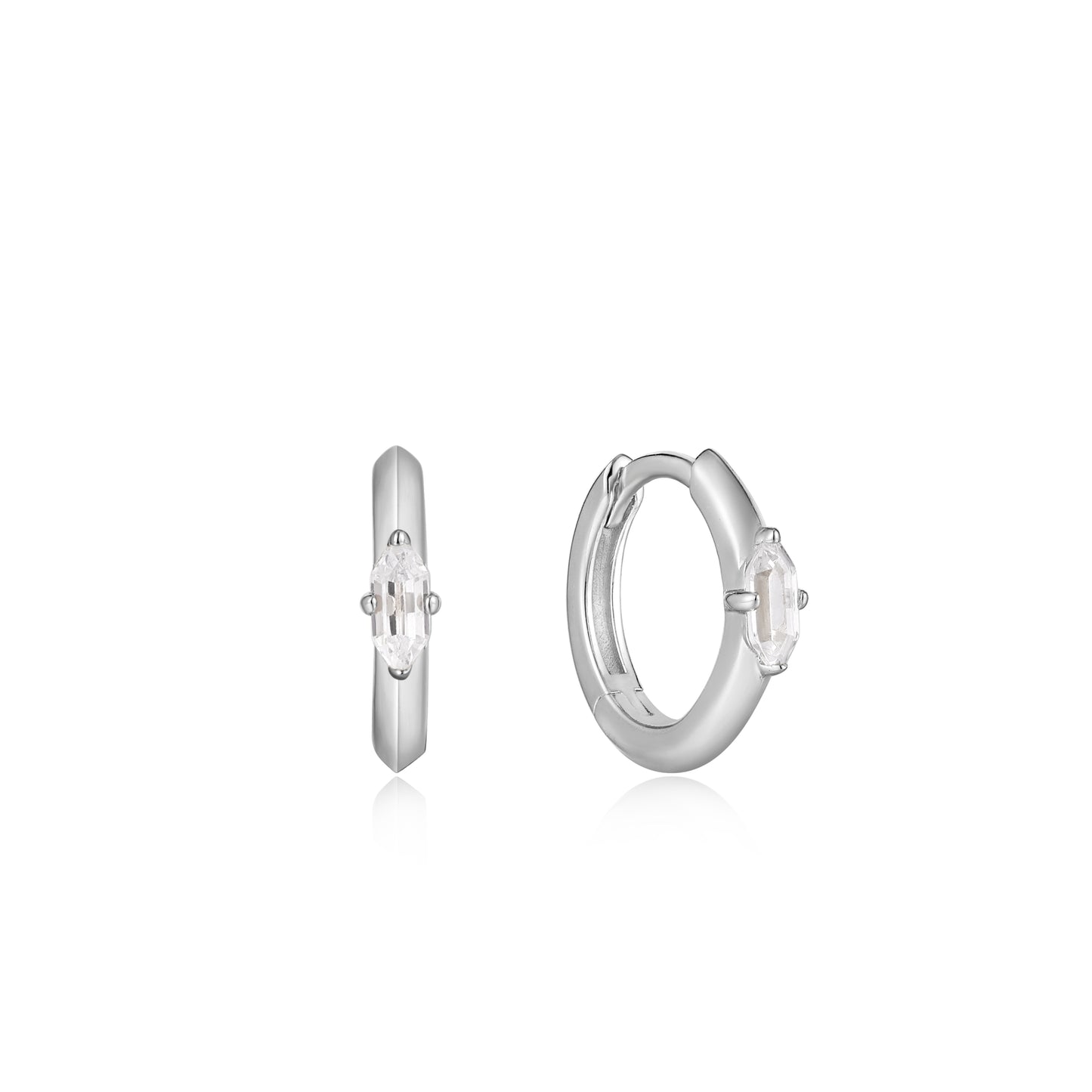 Ania Haie Silver Sparkle Emblem Huggie Hoop Earrings - Silver Earrings