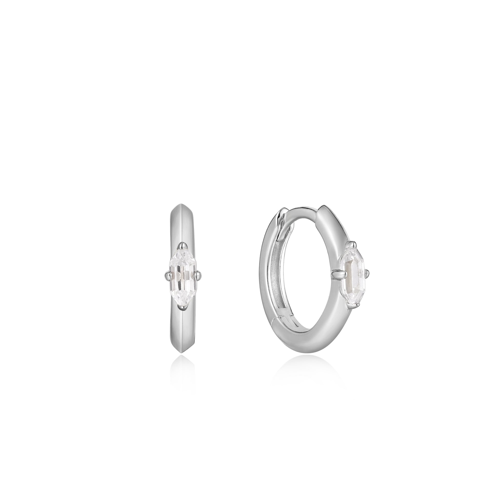 Ania Haie Silver Sparkle Emblem Huggie Hoop Earrings - Silver Earrings
