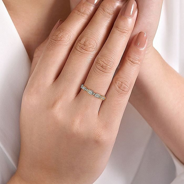Gabriel & Co Yellow Gold Diamond Geometric Ring