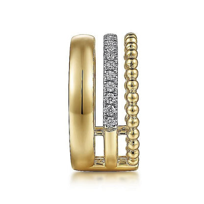 Gabriel & Co. Yellow and White Gold Diamond Bujukan Stacked Ring