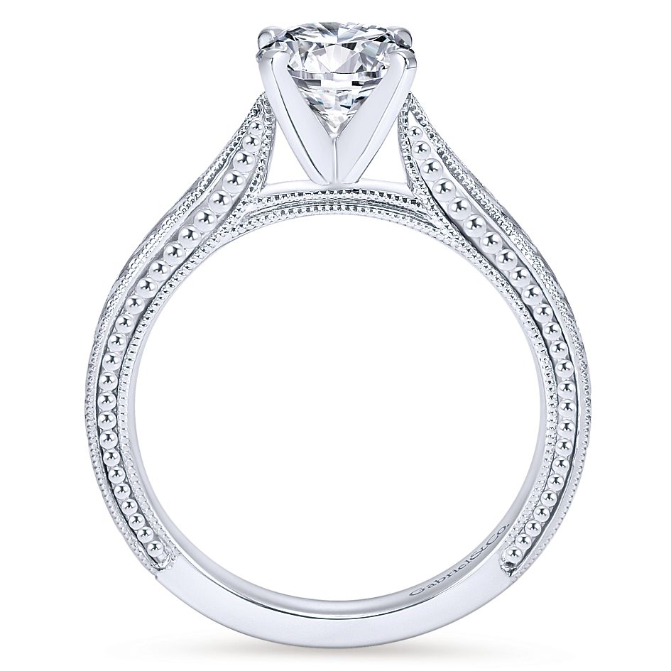 Gabriel & Co White Gold Engraved Semi-Mount Engagement Ring