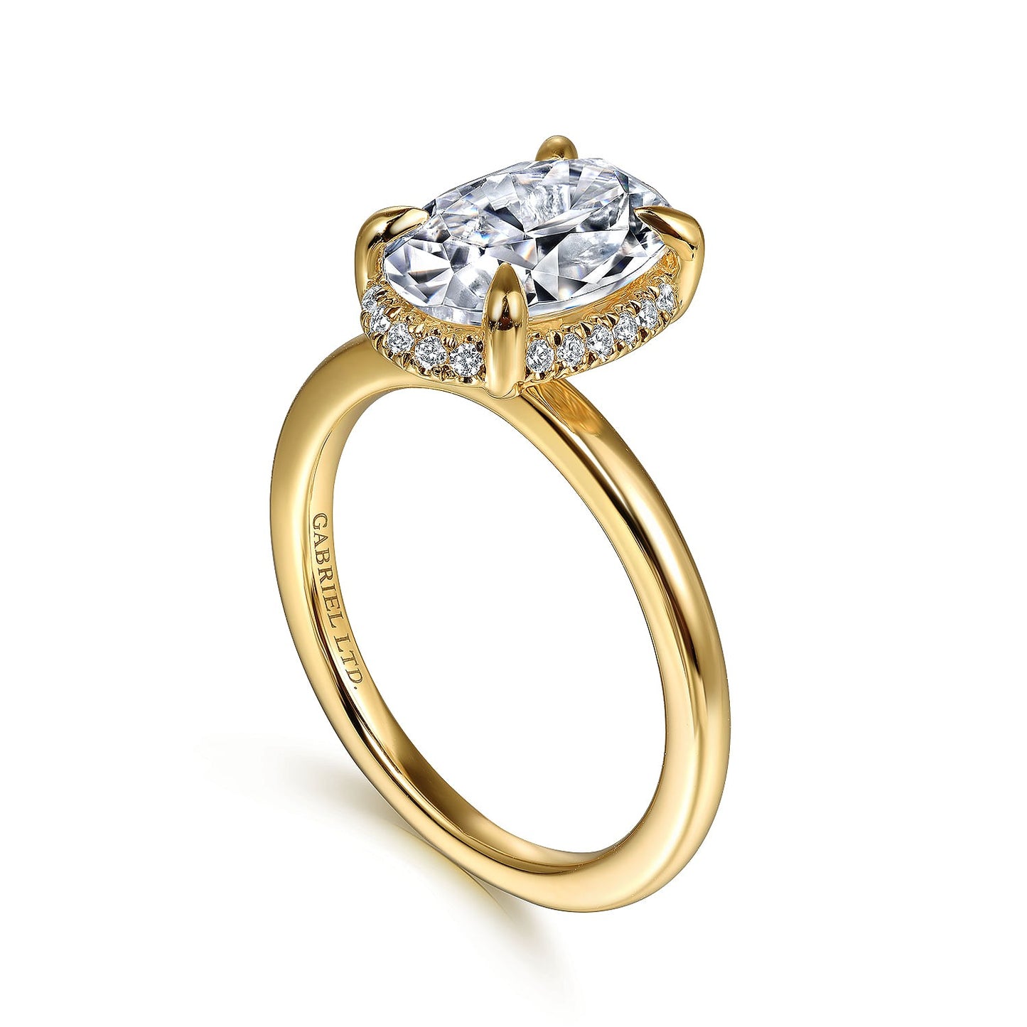 Gabriel & Co. 14 Karat Yellow Gold Oval Hidden Halo Semi-Mount Engagement Ring - Diamond Semi-Mount Rings