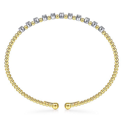 Gabriel & Co. 14 Karat Yellow Gold Bujukan Bead Split Cuff Bracelet - Diamond Bracelets