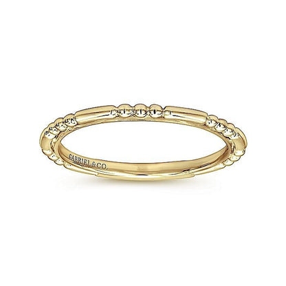 Gabriel & Co Yellow Gold Ball and Bar Station Band - Gold Fashion Rings - Women's