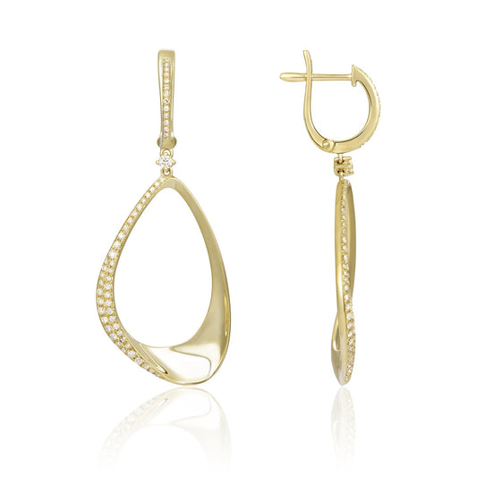 Luvente 14 Karat Yellow Gold Diamond Oblong Dangle Earrings - Diamond Earrings