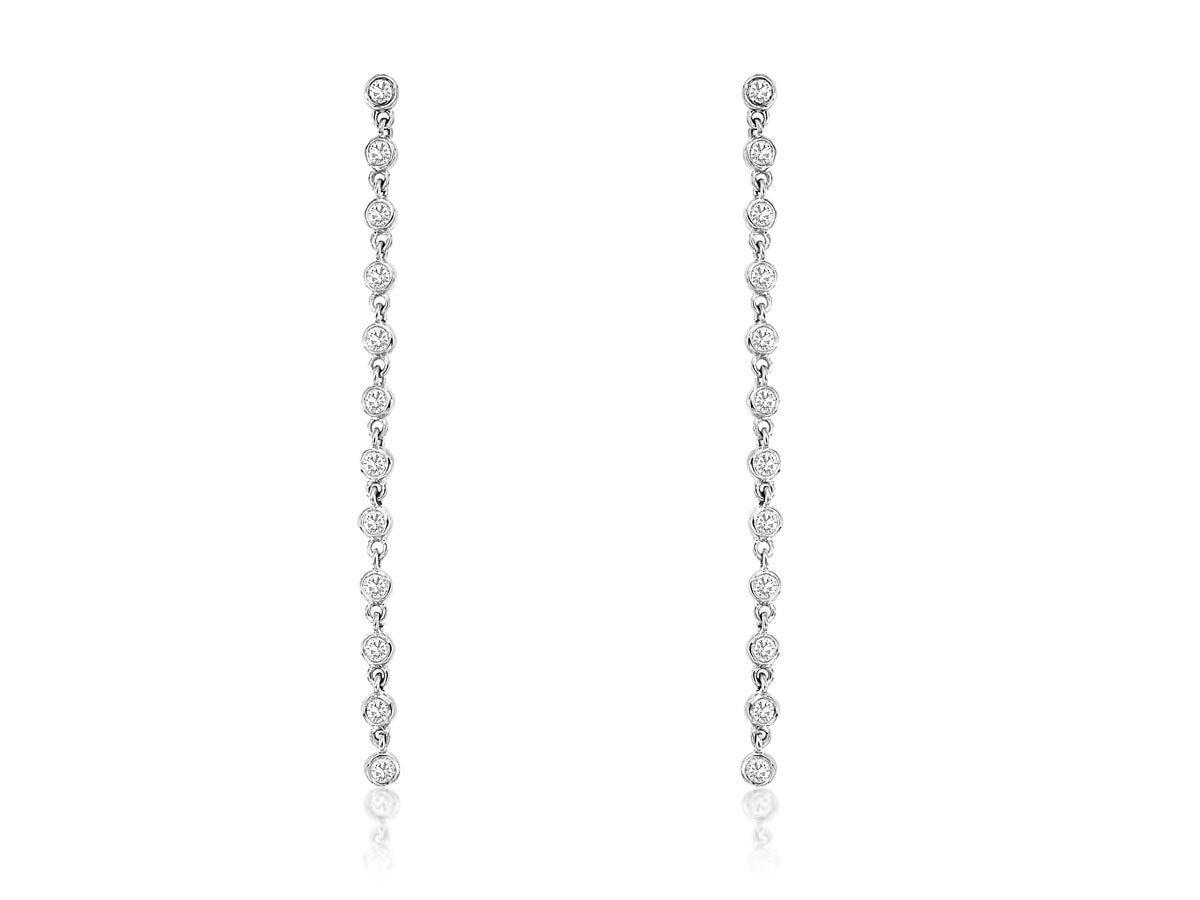 White Gold Diamond Dangle Earrings - Diamond Earrings
