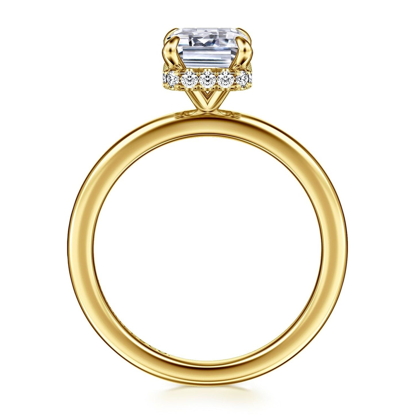 Gabriel & Co. Yellow Gold Emerald Cut Semi-Mount Ring - Diamond Semi-Mount Rings