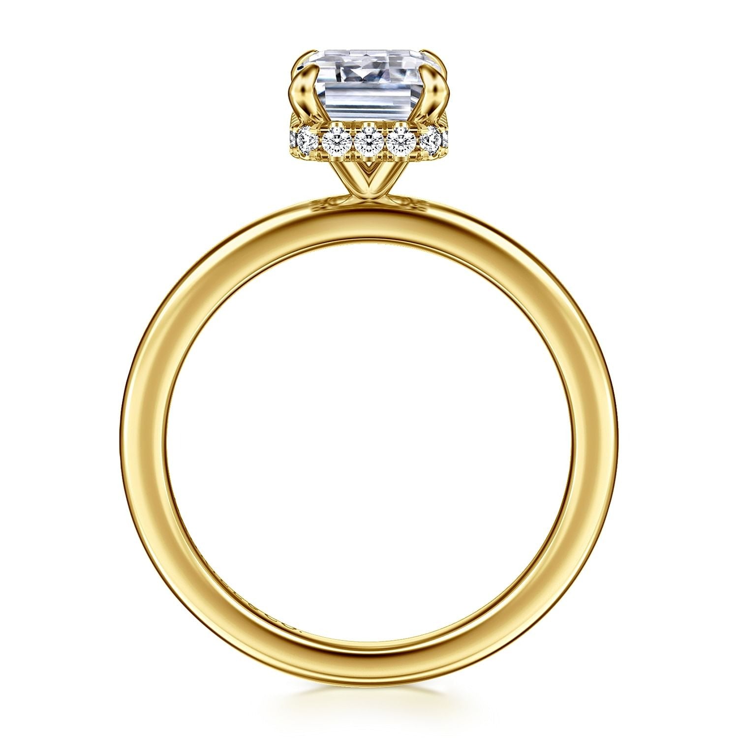 Gabriel & Co. Yellow Gold Emerald Cut Semi-Mount Ring - Diamond Semi-Mount Rings