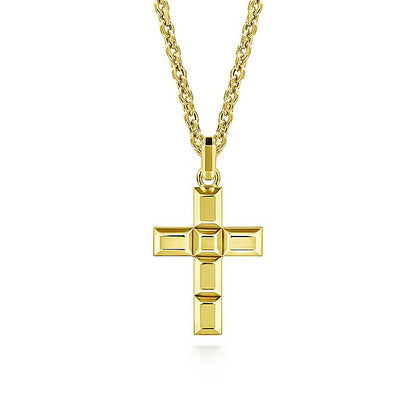 Gabriel & Co Yellow Gold Rectangular Station Cross Pendant