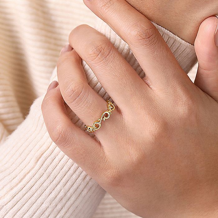 Gabriel & Co Yellow Gold Swirling Stackable Ring