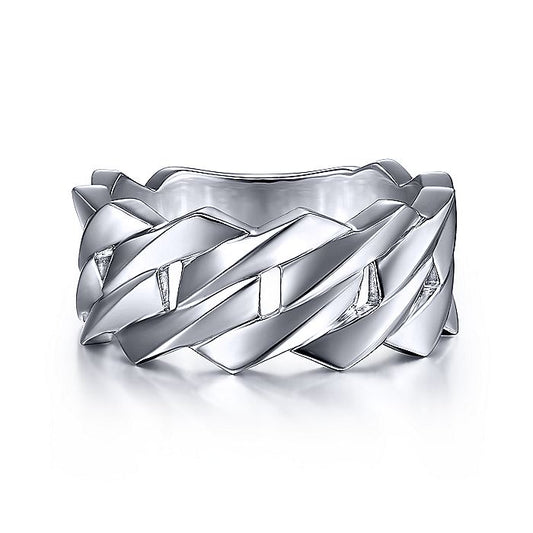 Gabriel & Co Sterling Silver Chain Link Band - Gents Silver Ring
